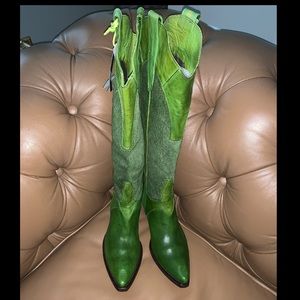 RARE- NWT Miss Sixty Green Cowboy Boots - 37